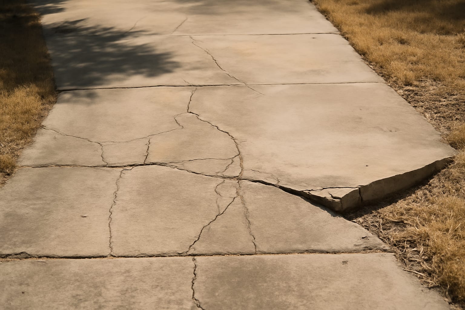 Old cracked driveway before tear-out
